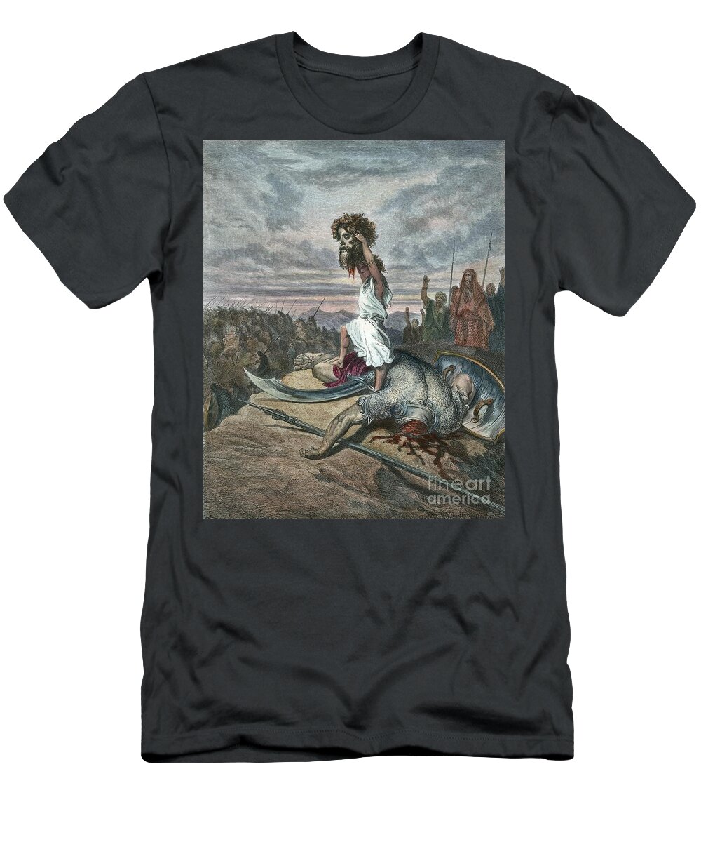 Ancient T-Shirt featuring the painting DAVID and GOLIATH by Gustave Dore