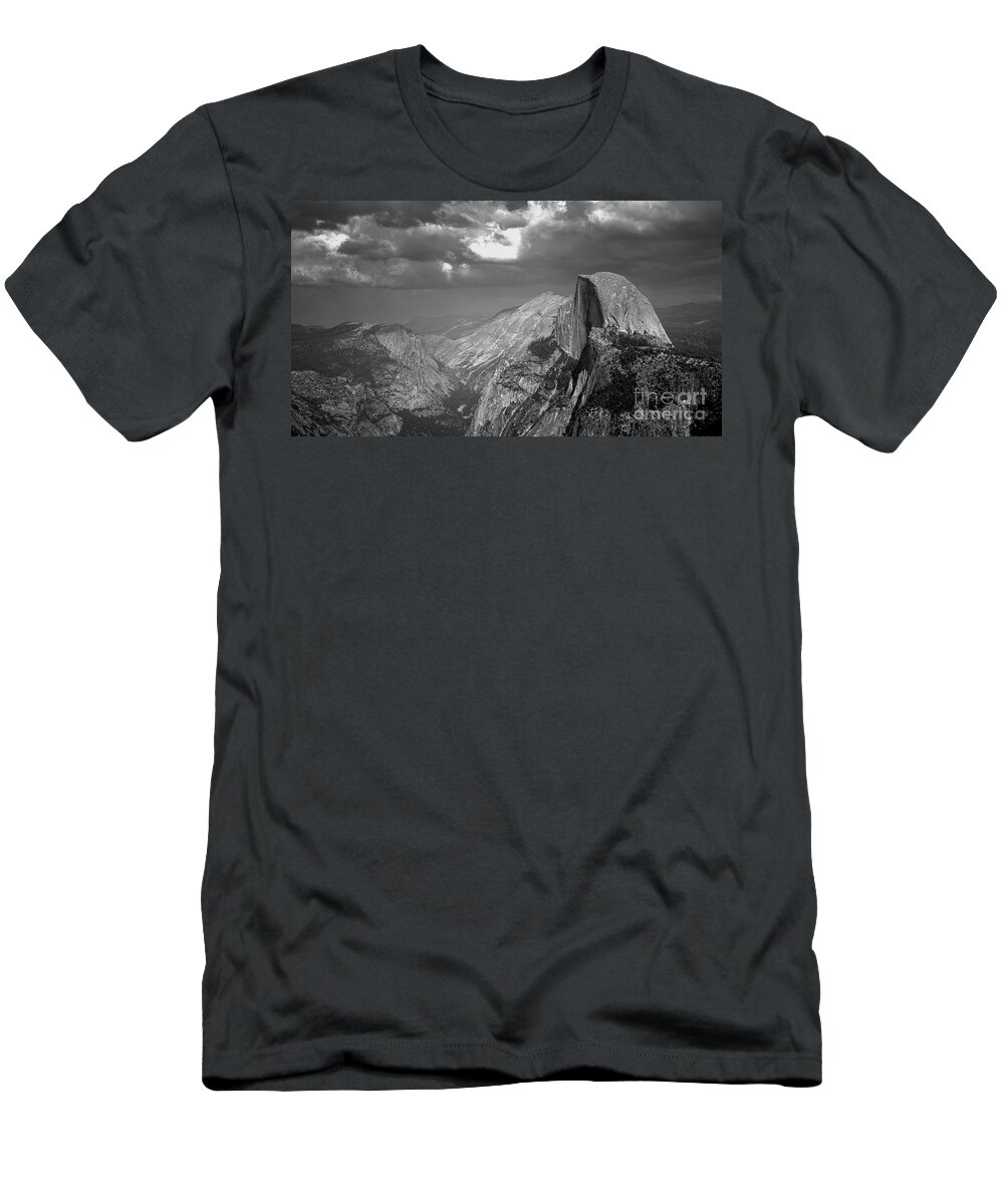 Yosemite T-Shirt featuring the photograph Half Dome Black White Yosemite #2 by Chuck Kuhn