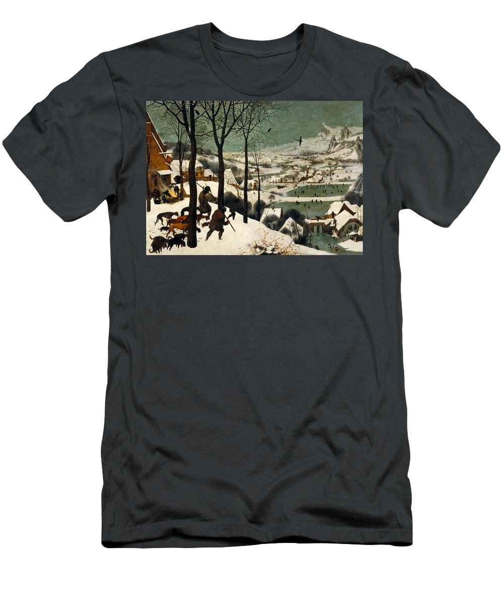 Bruegel T-Shirt featuring the painting Hunters in the snow #1 by Pieter Bruegel the Elder