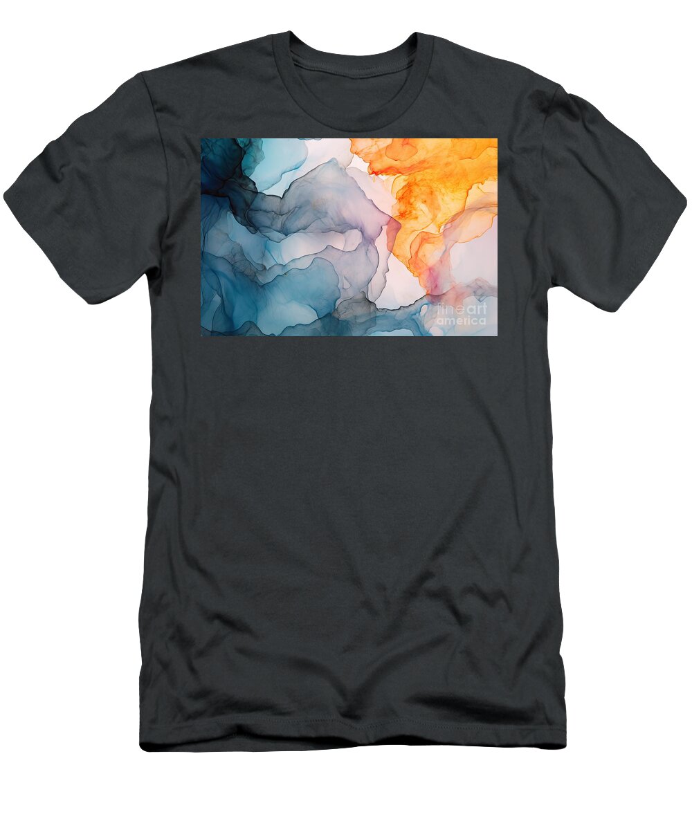 Winter T-Shirt featuring the painting Ink Paint Abstract Closeup Of The Painting Colorful Abstract Painting Background Highly Textured Oil Paint High Quality Details Alcohol Ink Modern Abstract Painting Modern Contemporary Art #2 by N Akkash