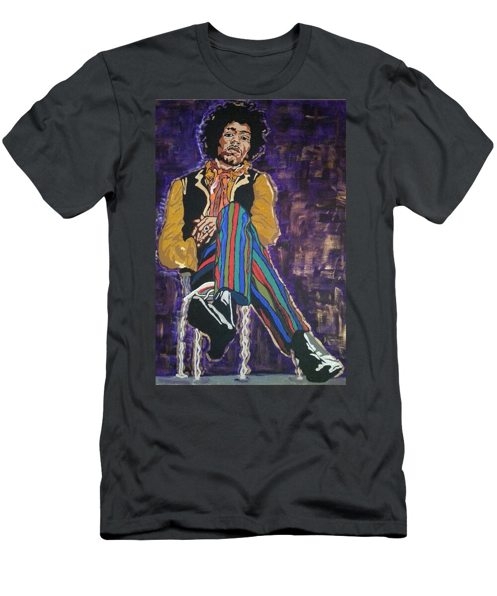 Jimi Hendrix T-Shirt featuring the painting Jimi #2 by Rachel Natalie Rawlins