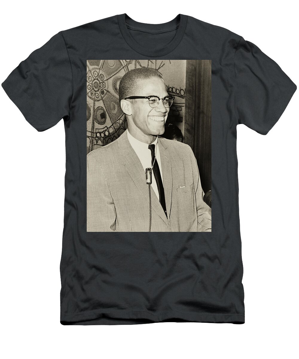 Malcolm X T-Shirt featuring the photograph Malcom X 1964 #2 by Ed Ford