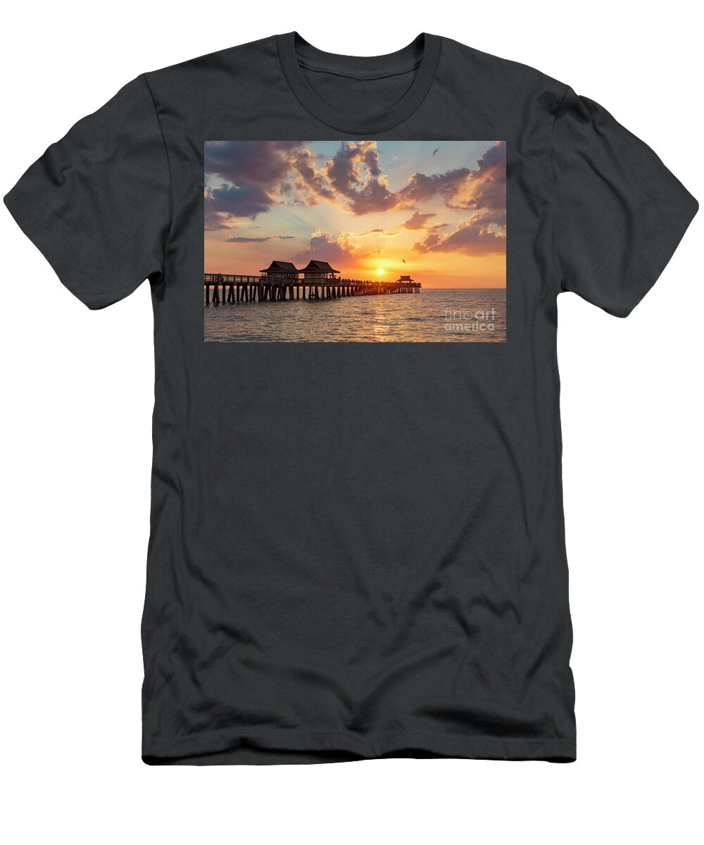 Naples T-Shirt featuring the photograph Naples Pier at Sunset #2 by Brian Jannsen