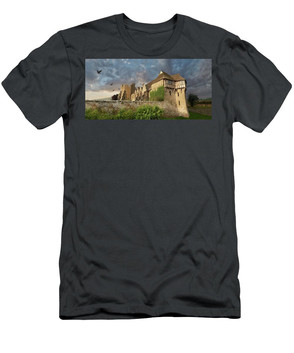 Stoksay Manor House T-Shirt featuring the photograph Photo of Stokesay Castle, fortified manor house, Shropshire, England by Paul E Williams