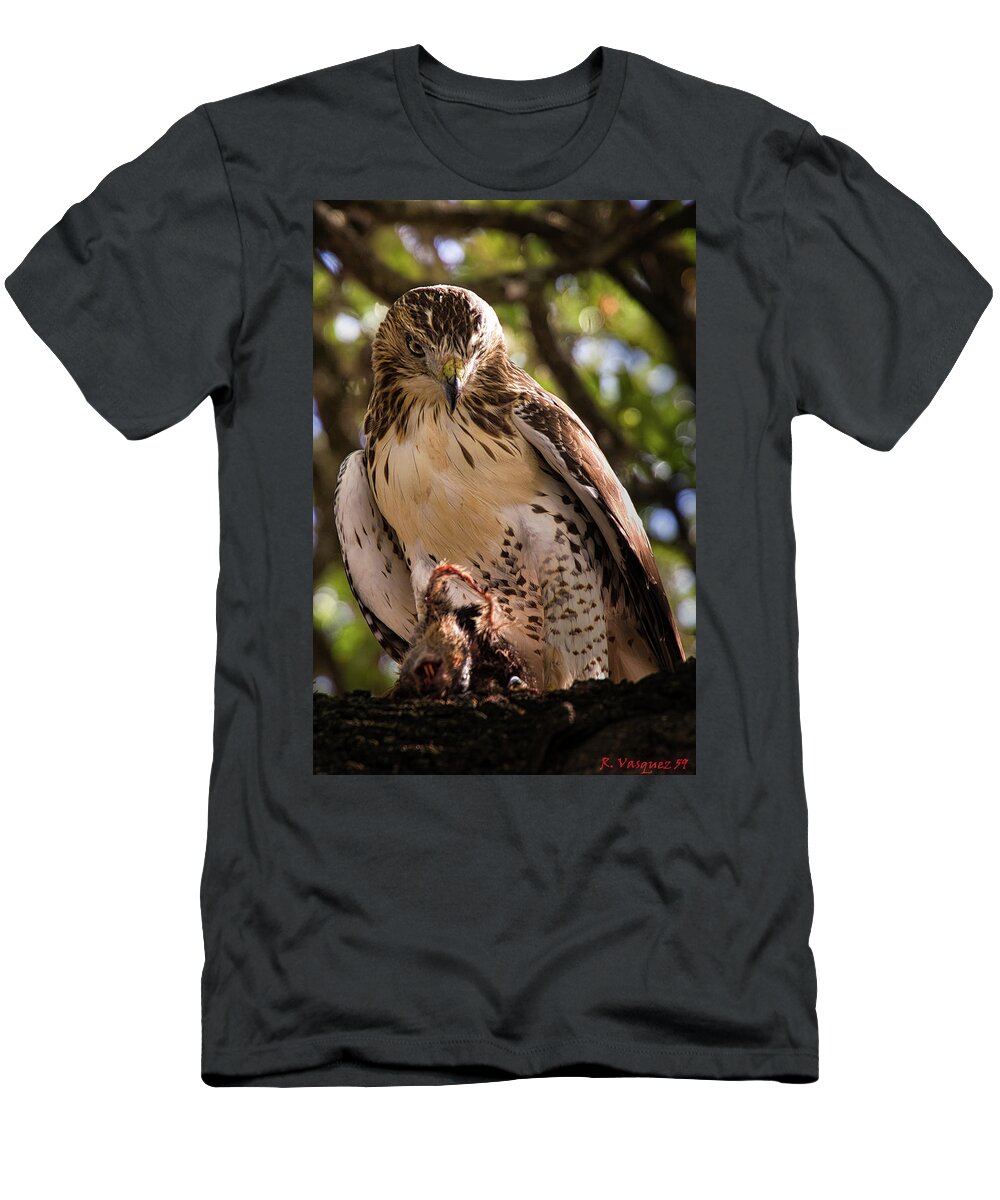 Duck T-Shirt featuring the photograph Red-Tail Hawk with Prey #2 by Rene Vasquez