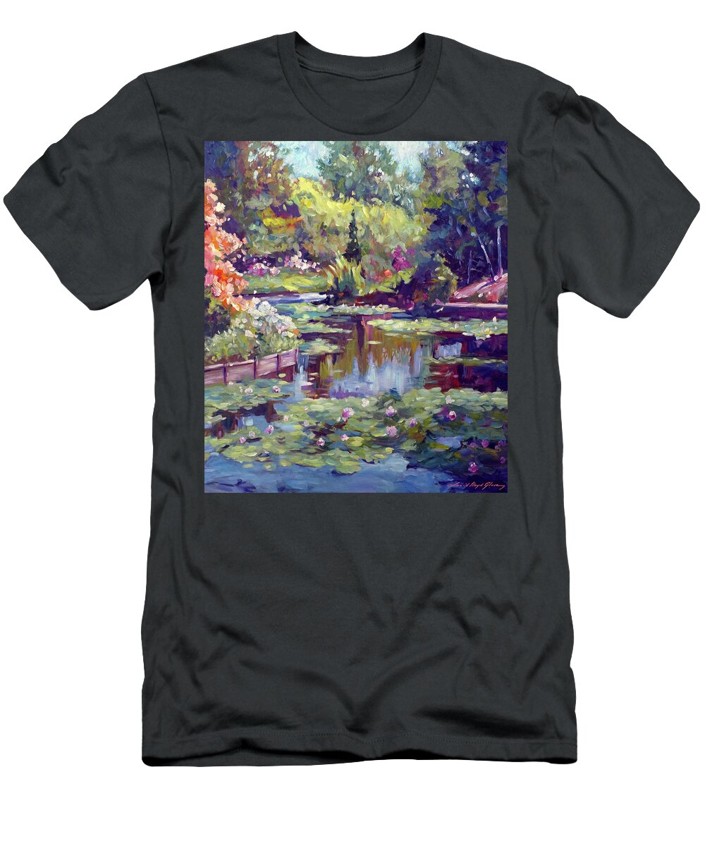 Lakes T-Shirt featuring the painting Reflecting Pond #2 by David Lloyd Glover