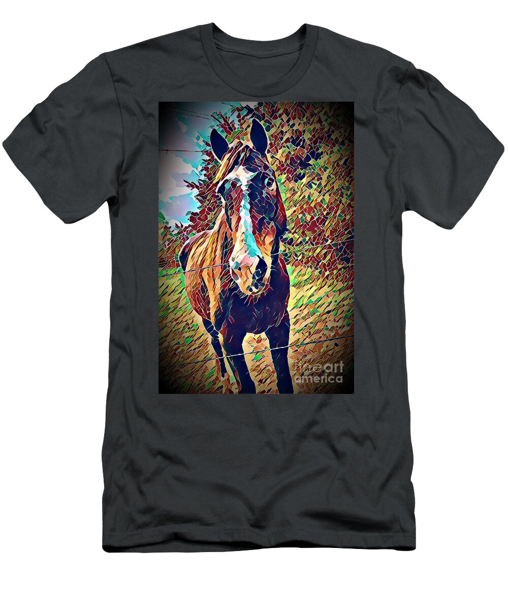 Equine T-Shirt featuring the photograph Rowdy #2 by Rabiah Seminole