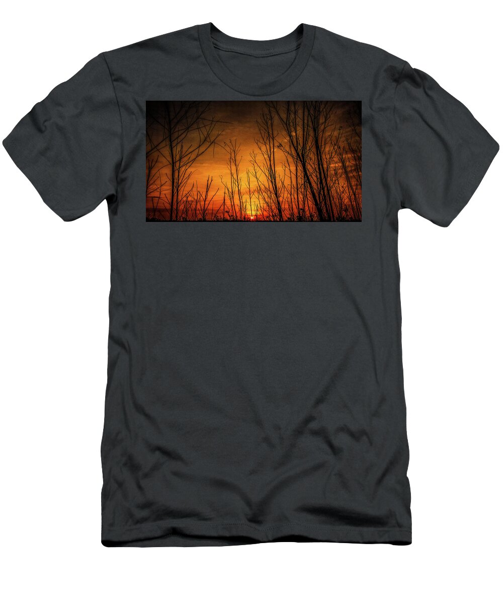 Sunrise Lockport Illinois Orange Yellow T-Shirt featuring the photograph Sunrise in Lockport, Illinois #2 by David Morehead