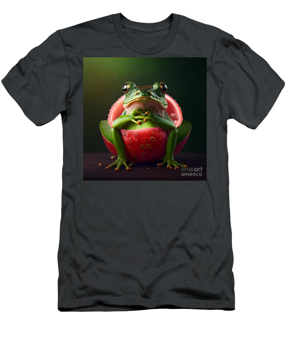 Frog T-Shirt featuring the mixed media The king #2 by Binka Kirova
