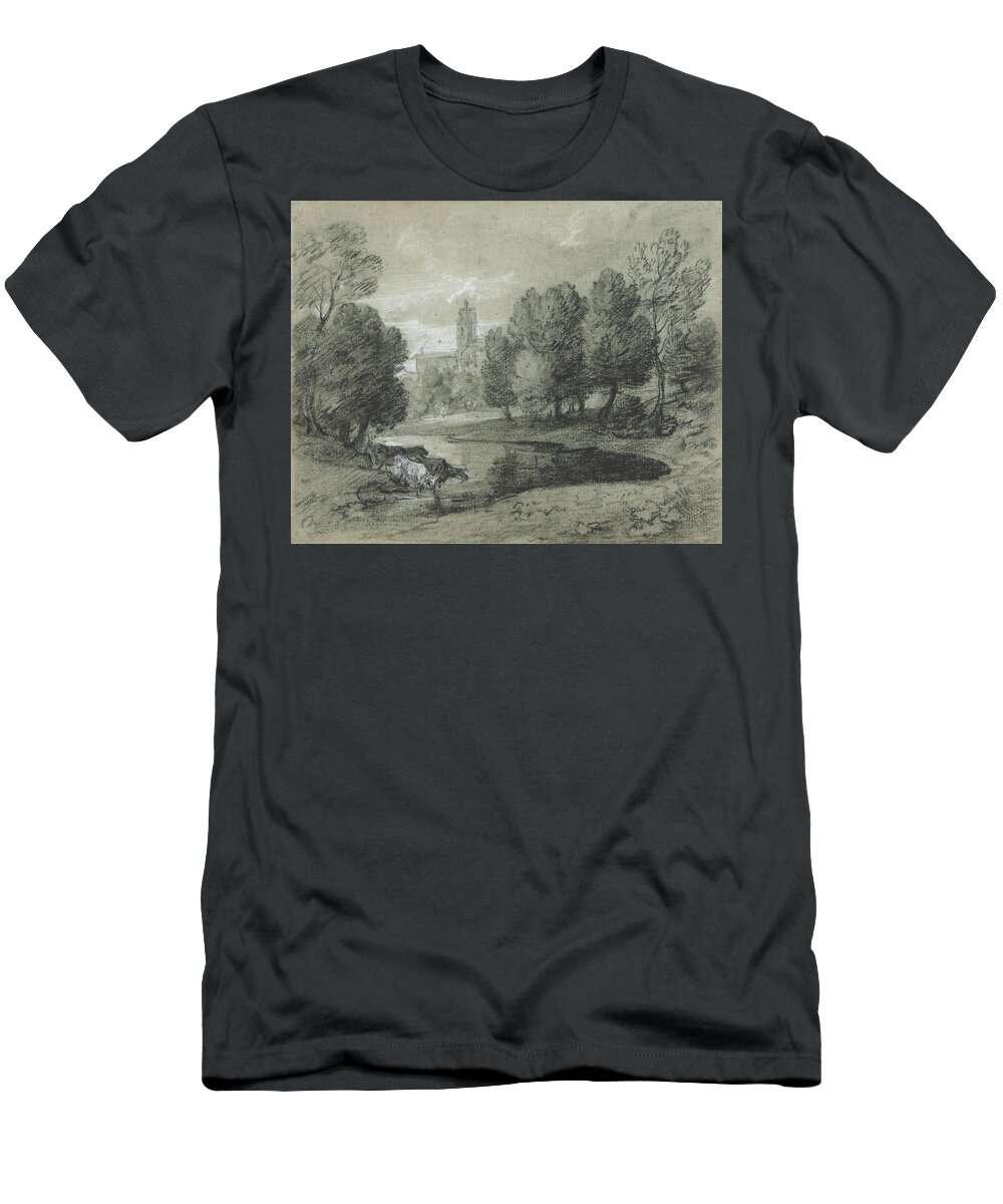 Thomas Gainsborough T-Shirt featuring the painting Thomas Gainsborough, R.A. #2 by MotionAge Designs