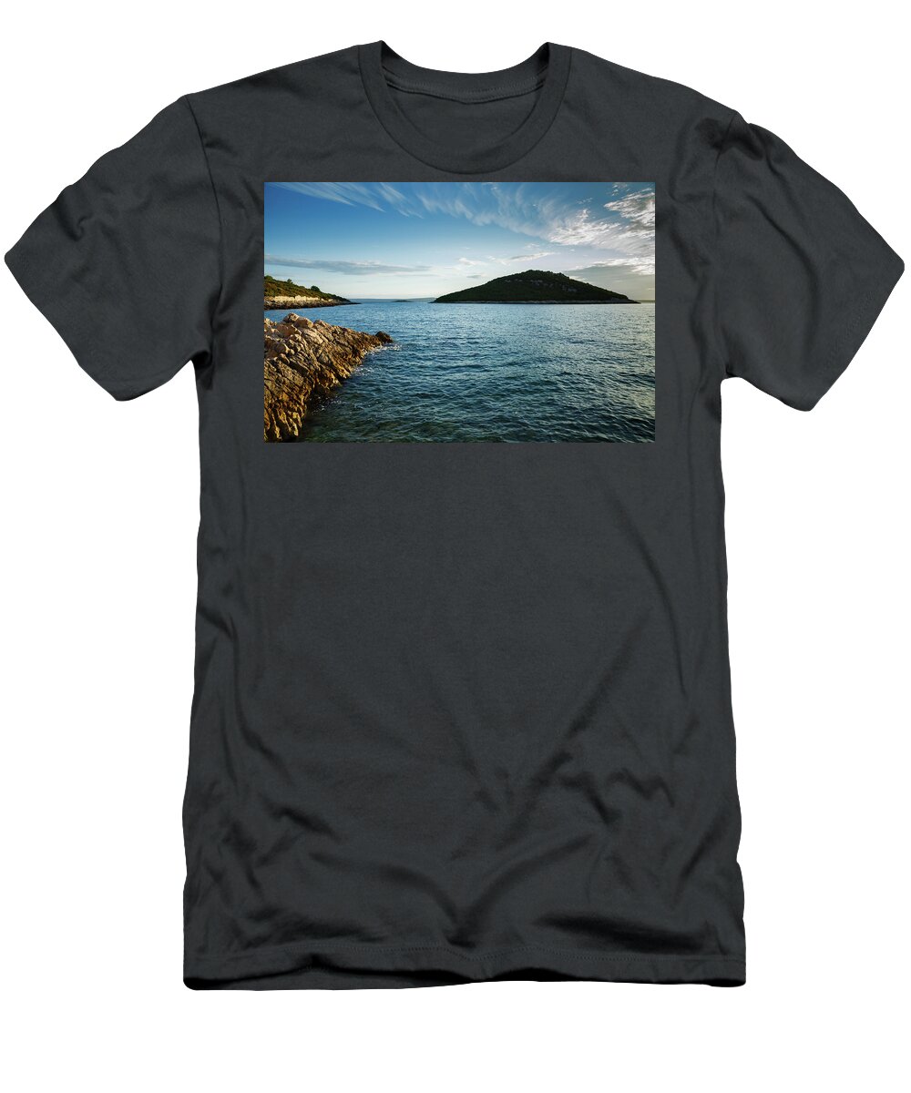 Losinj T-Shirt featuring the photograph Veli Osir Island at dawn, Losinj Island, Croatia. #2 by Ian Middleton