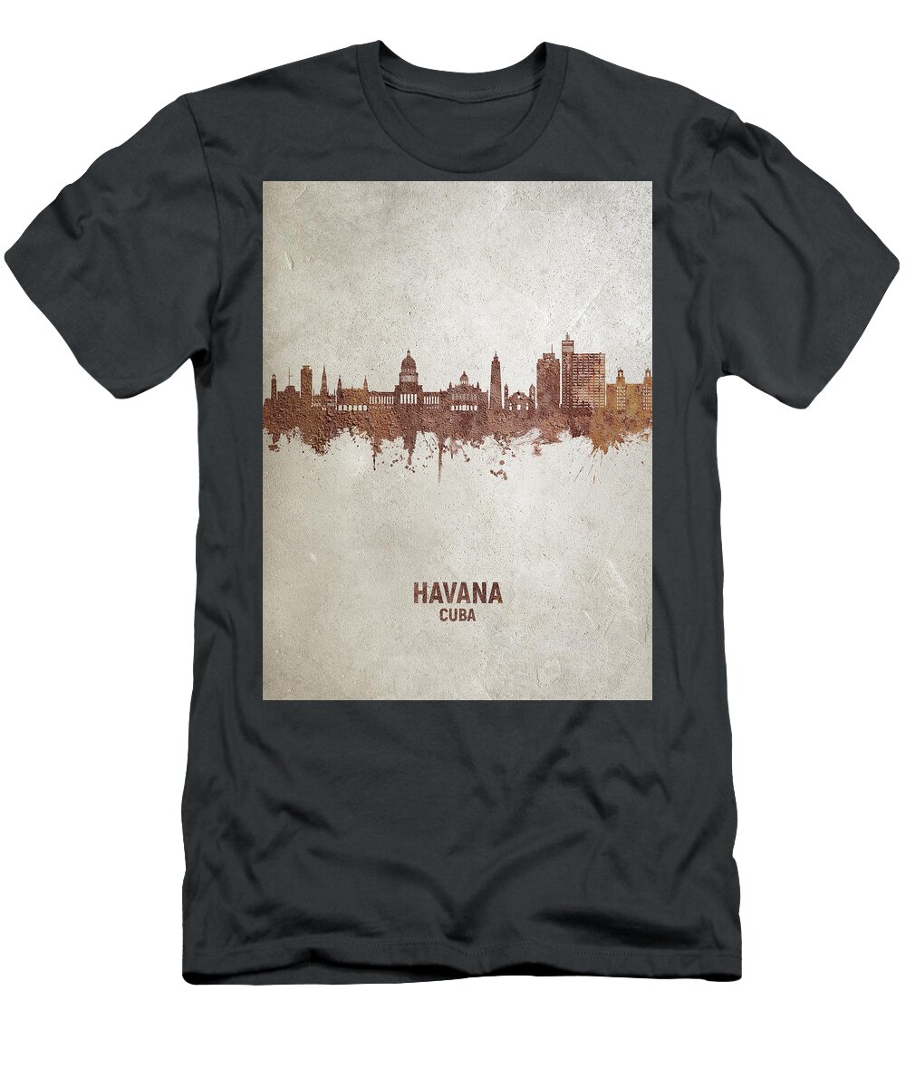 Havana T-Shirt featuring the digital art Havana Cuba Skyline #20 by Michael Tompsett