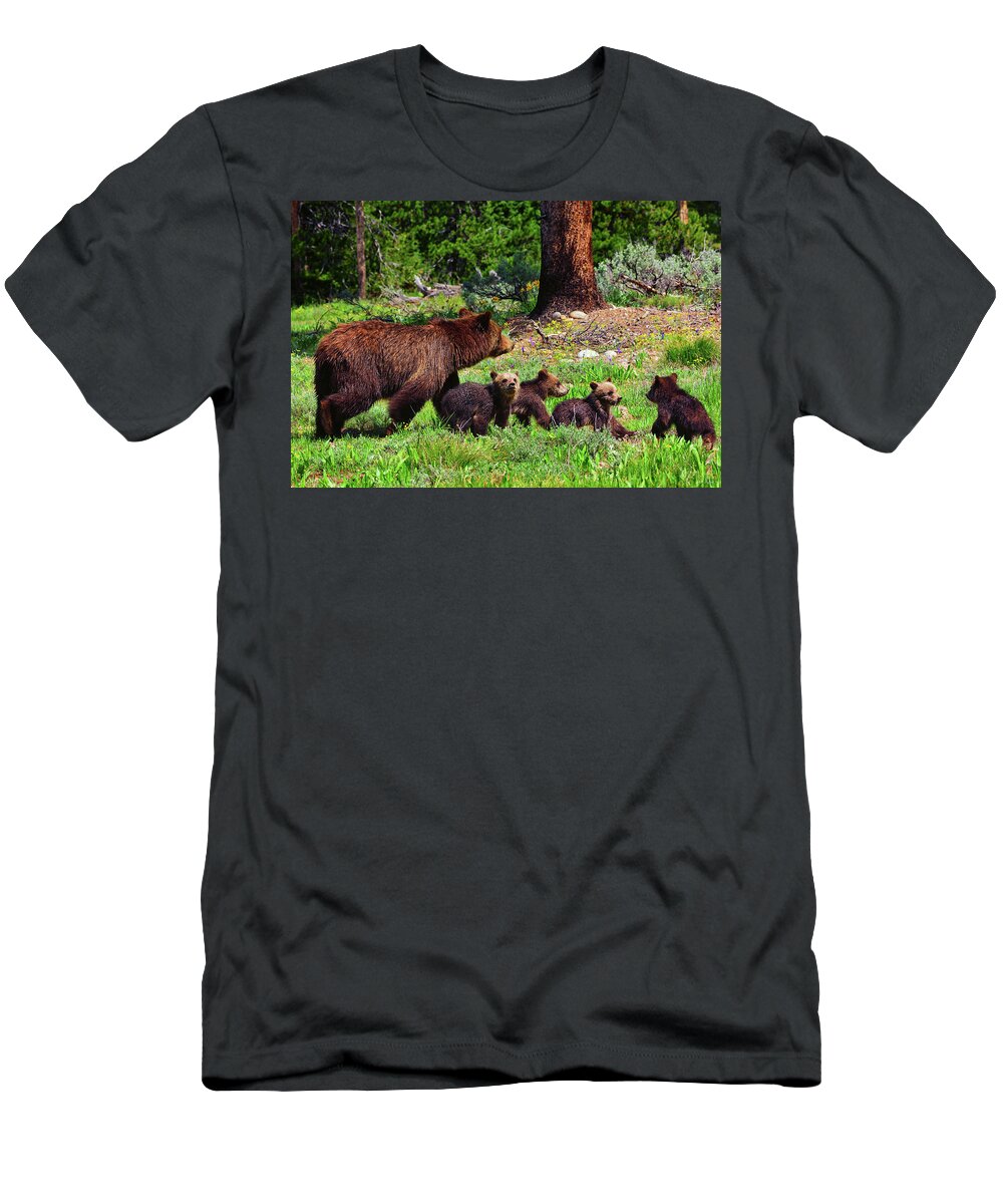 Grizzly 399 T-Shirt featuring the photograph 2020 Grizzly Clan by Greg Norrell