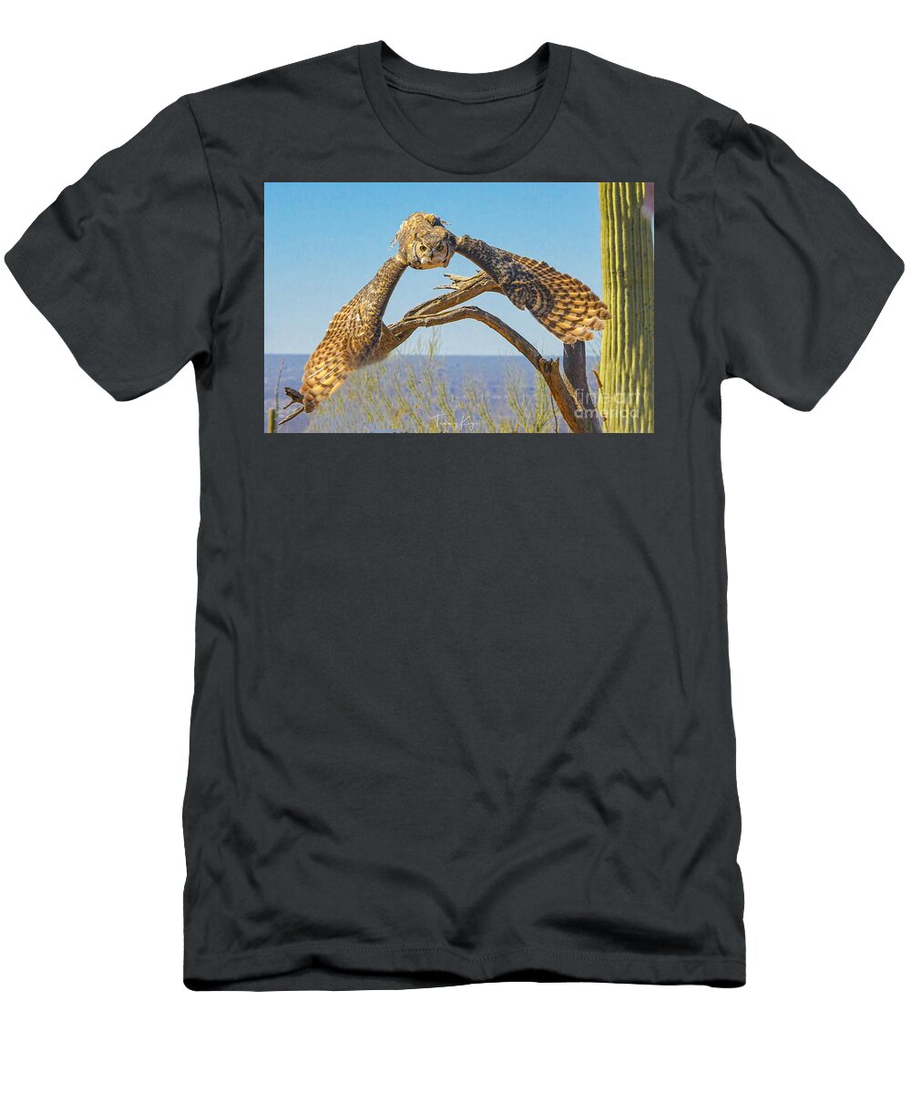 Great Horned Owl T-Shirt featuring the digital art Great Horned Owl #22 by Tammy Keyes