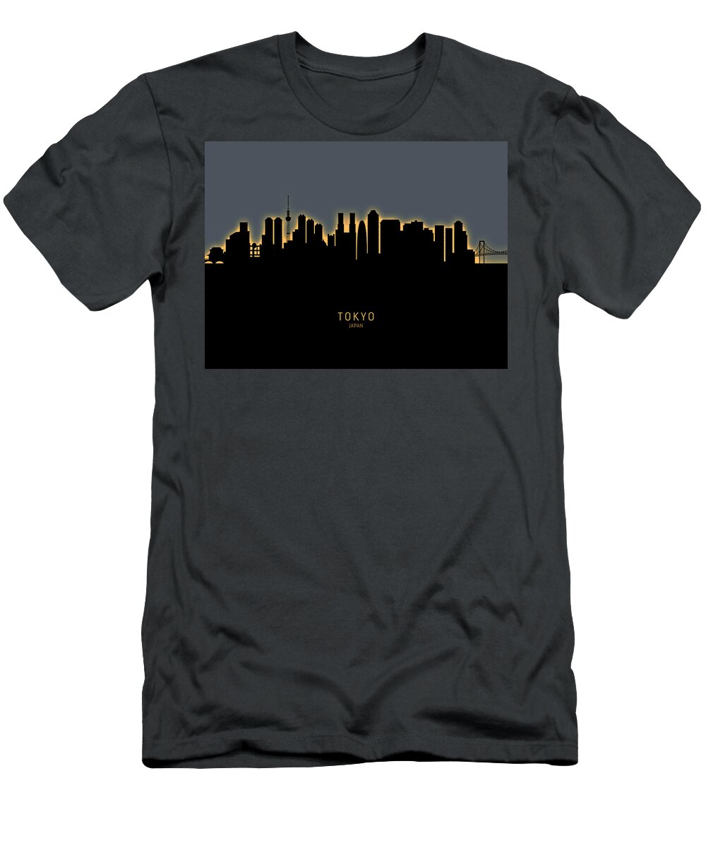 Tokyo T-Shirt featuring the digital art Tokyo Japan Skyline #28 by Michael Tompsett