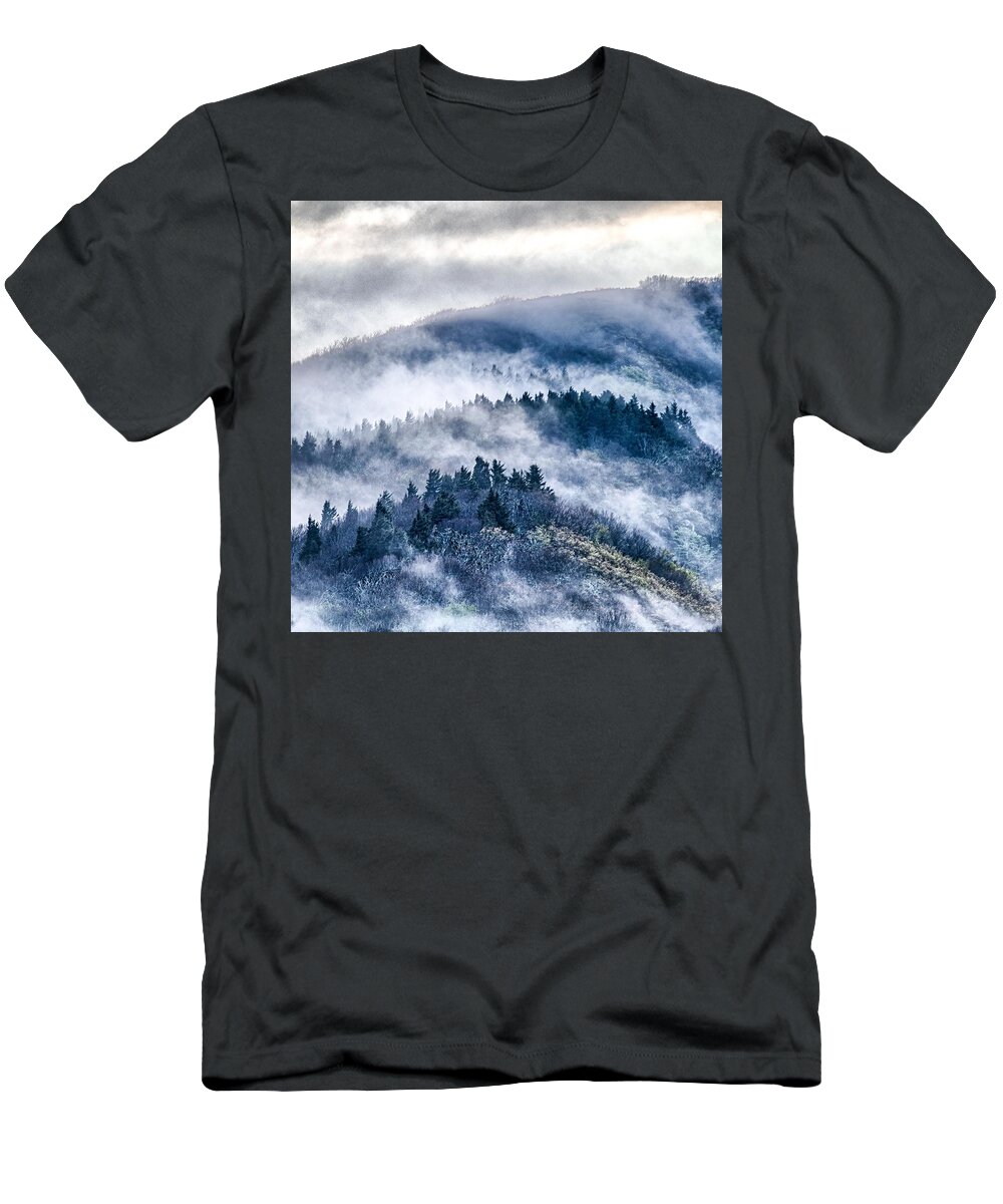 Cowee T-Shirt featuring the photograph Early morning sunrise over blue ridge mountains #3 by Alex Grichenko