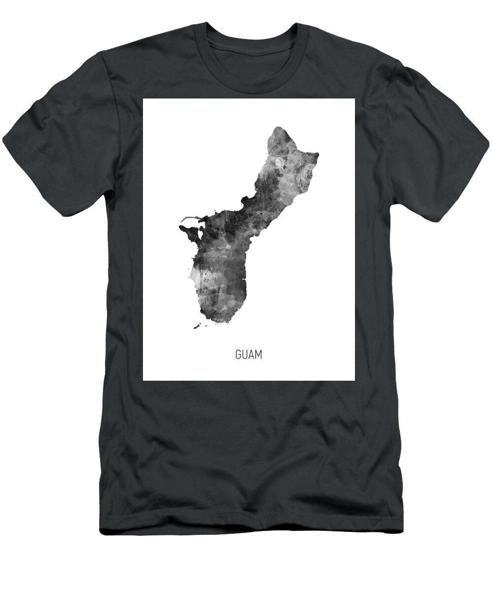 Guam T-Shirt featuring the digital art Guam Watercolor Map #3 by Michael Tompsett