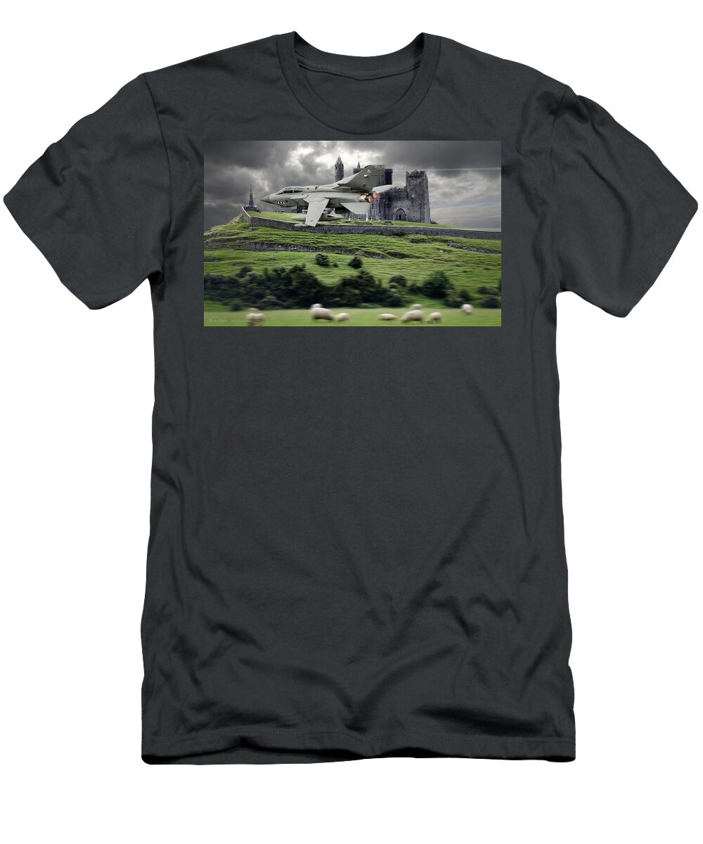 Panavia T-Shirt featuring the digital art Tornado Over The Farm by Custom Aviation Art