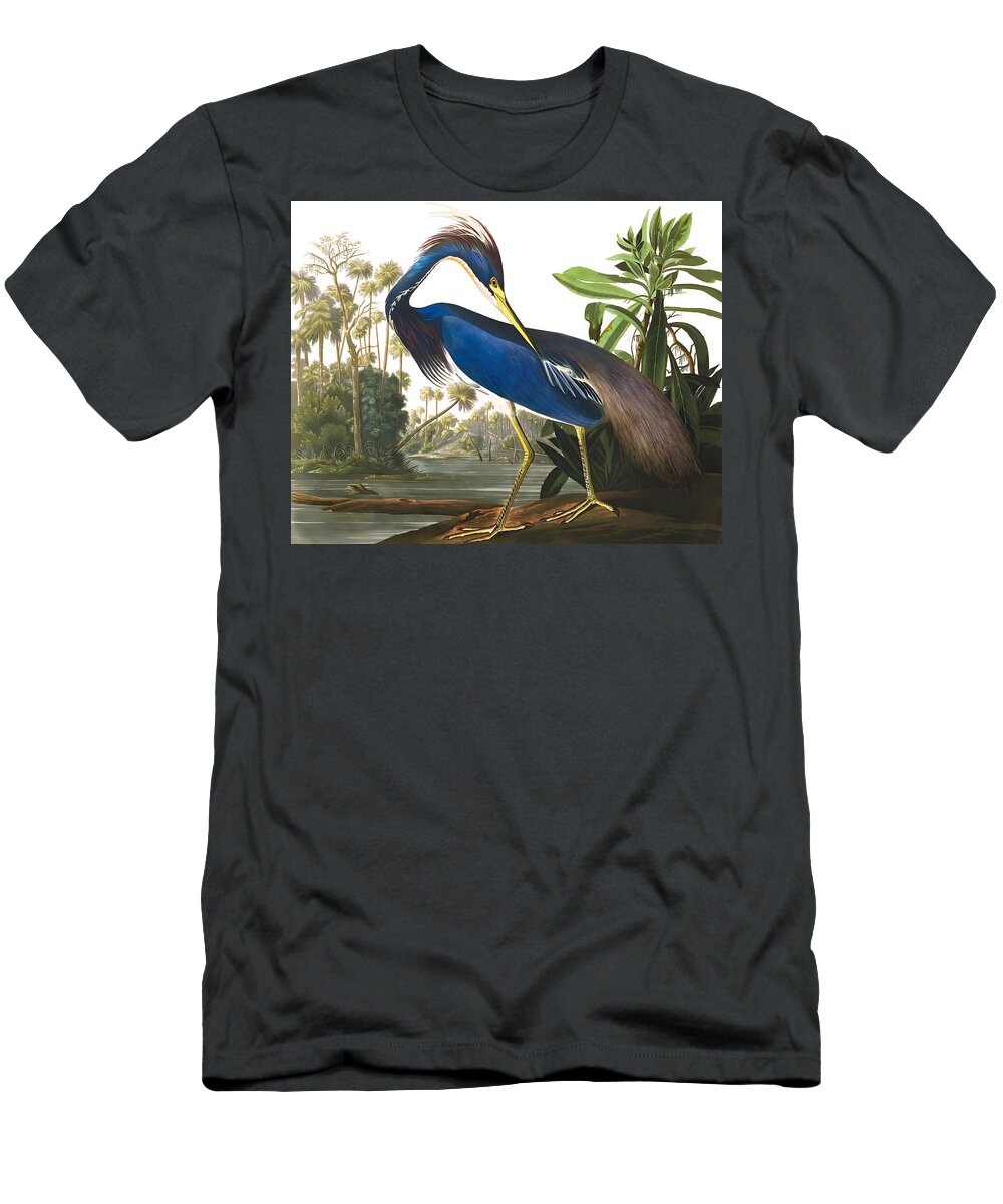 Louisiana Heron T-Shirt featuring the drawing Louisiana Heron by John James Audubon by Mango Art