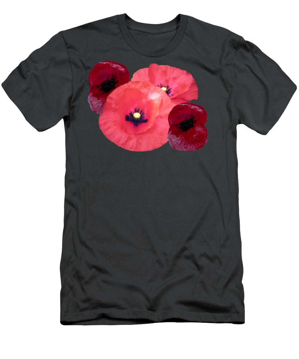 Four T-Shirt featuring the photograph 4 Poppies by Pics By Tony