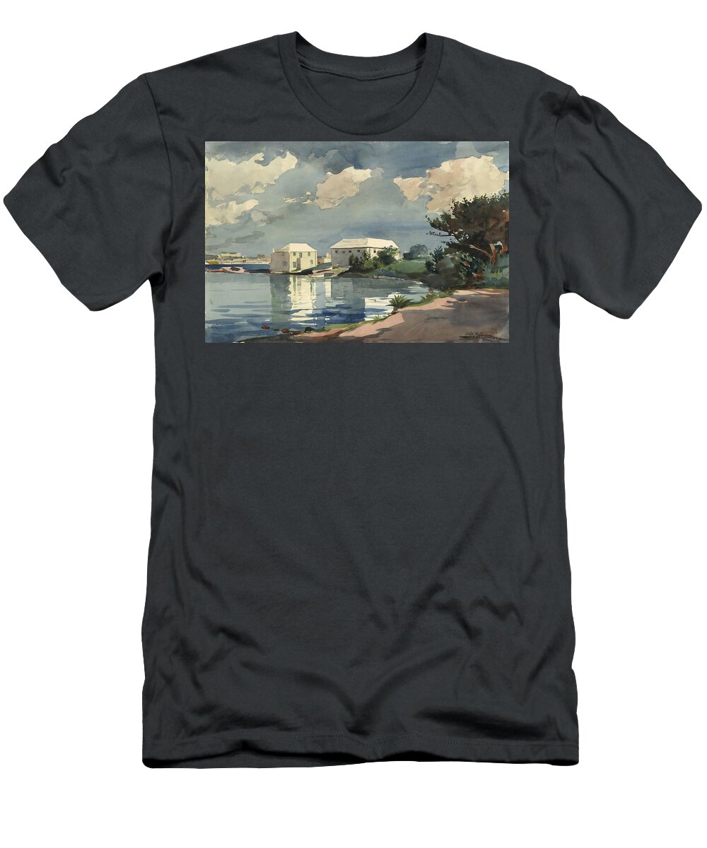Winslow Homer T-Shirt featuring the drawing Salt Kettle, Bermuda by Winslow Homer