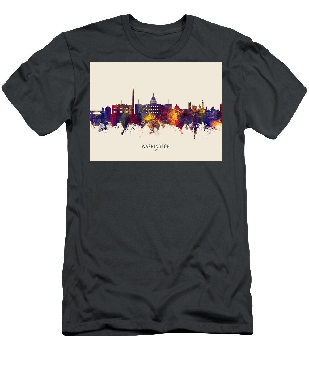 Washington T-Shirt featuring the digital art Washington DC Skyline #41 by Michael Tompsett