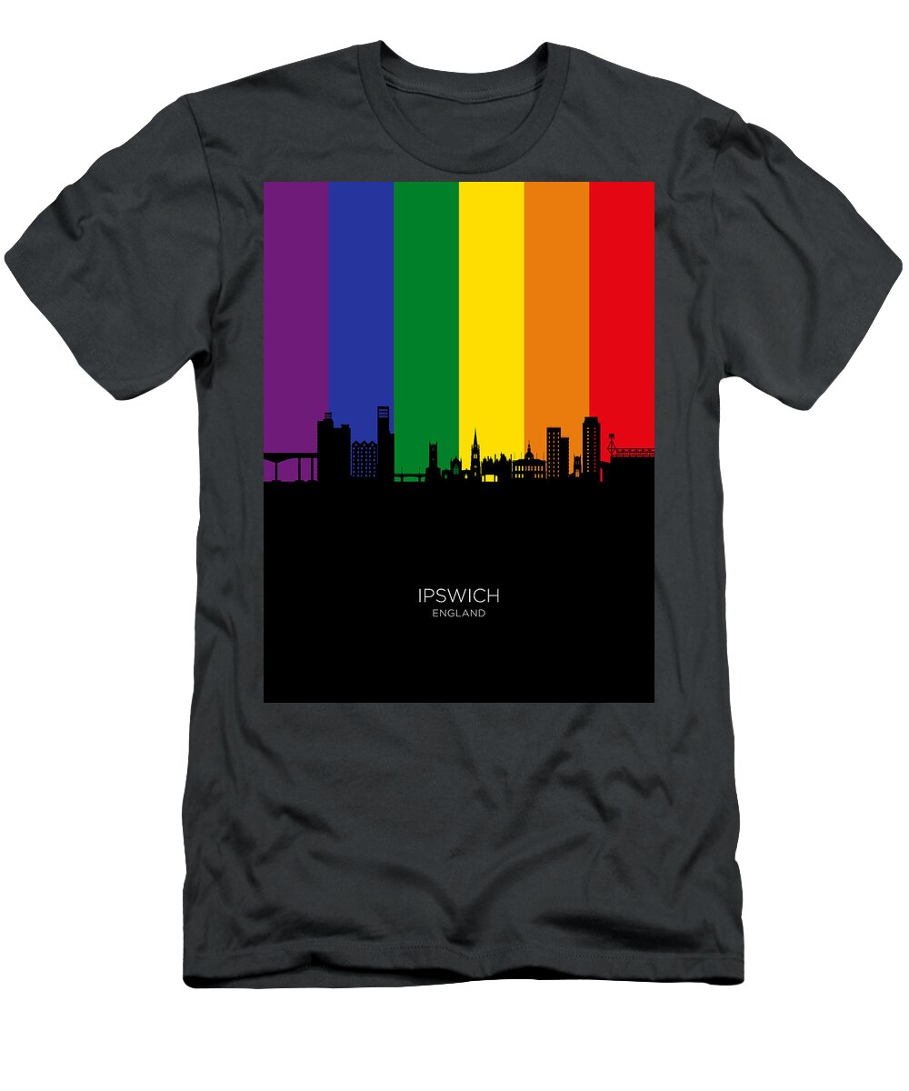 Ipswich T-Shirt featuring the digital art Ipswich England Skyline #42 by Michael Tompsett