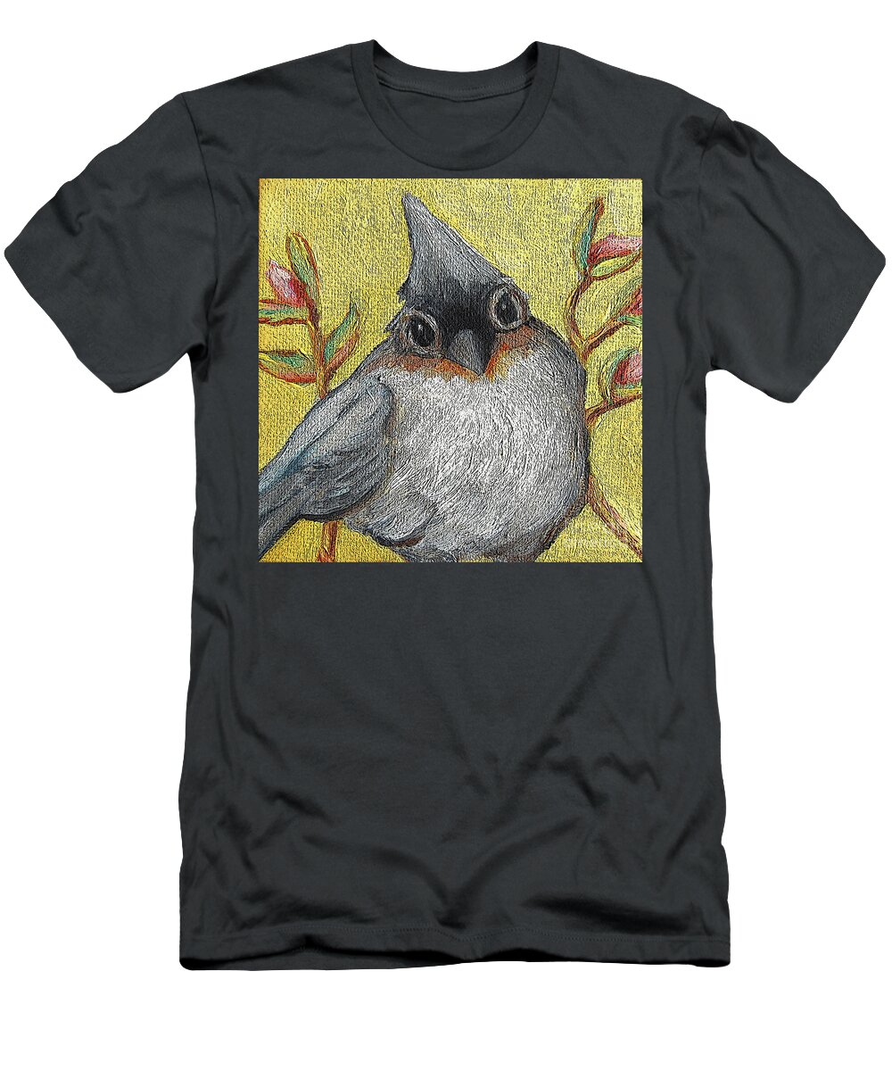 Bird T-Shirt featuring the painting 45 Titmouse by Victoria Page