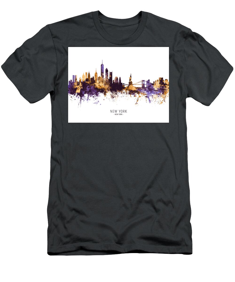 New York T-Shirt featuring the digital art New York Skyline #51 by Michael Tompsett