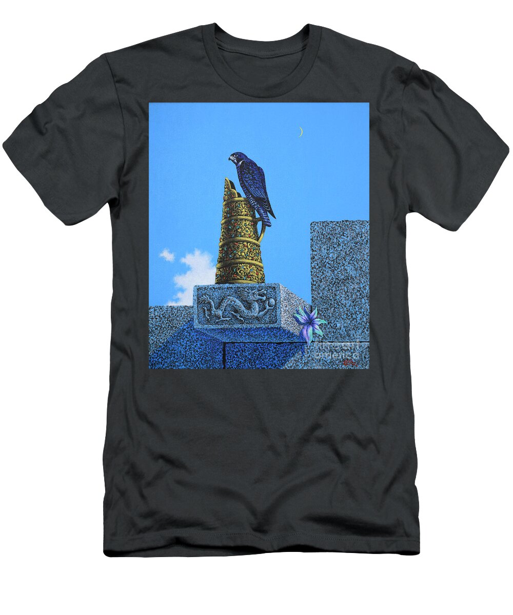 Oil On Canvas T-Shirt featuring the painting Dragon City by Oilan Janatkhaan