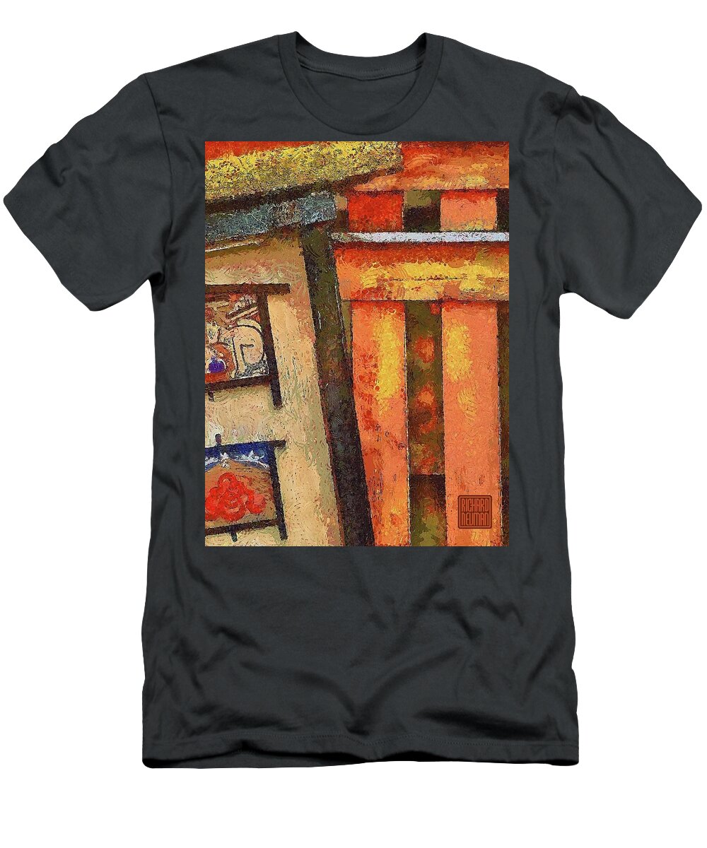 Architectural Abstract Digital Photo Painting T-Shirt featuring the mixed media 811 Architectural Abstract Digital Photo Painting Temple Signs Shapes Patterns, Kyoto, Japan by Richard Neuman Architectural Gifts