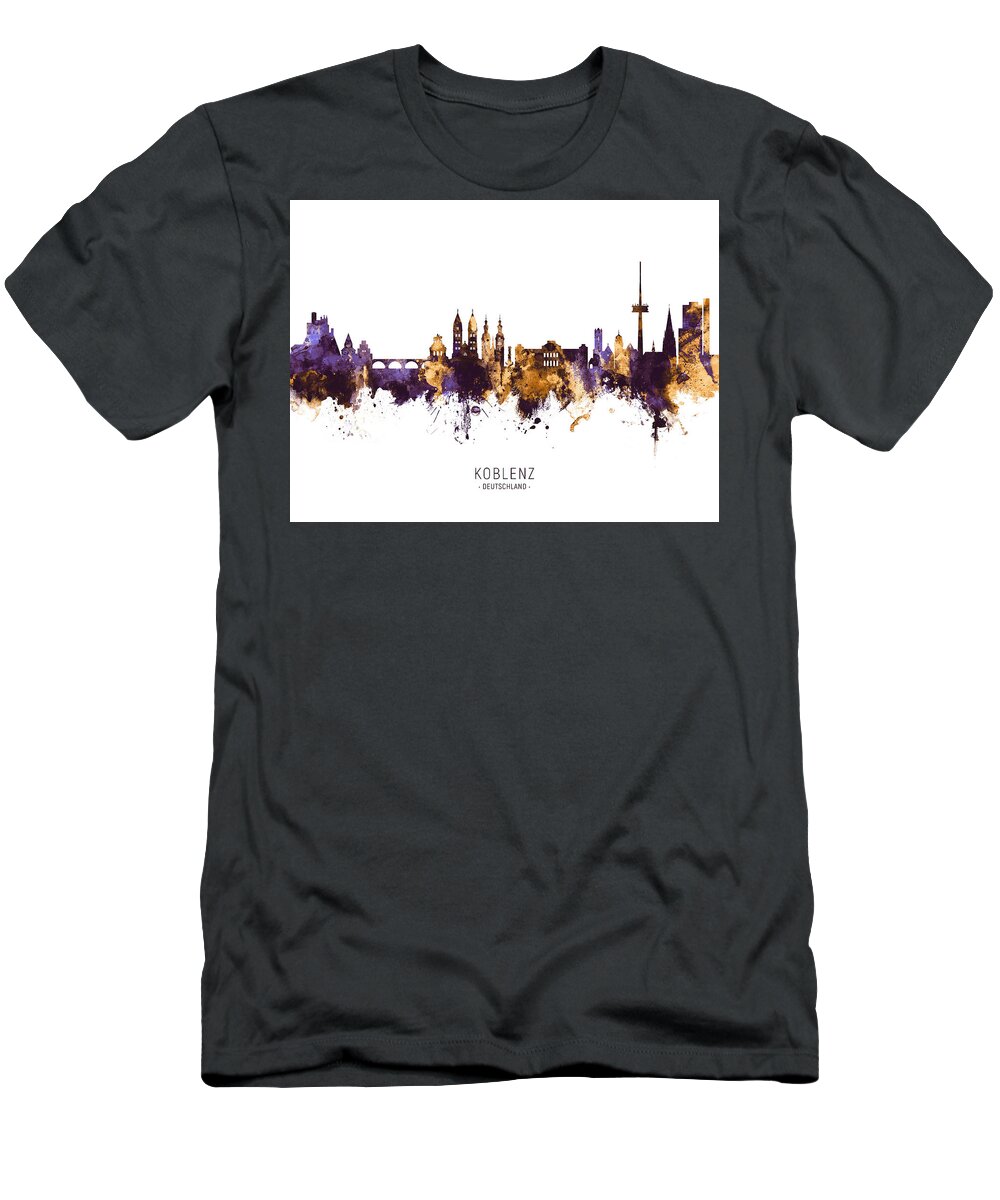 Koblenz T-Shirt featuring the digital art Koblenz Germany Skyline #9 by Michael Tompsett