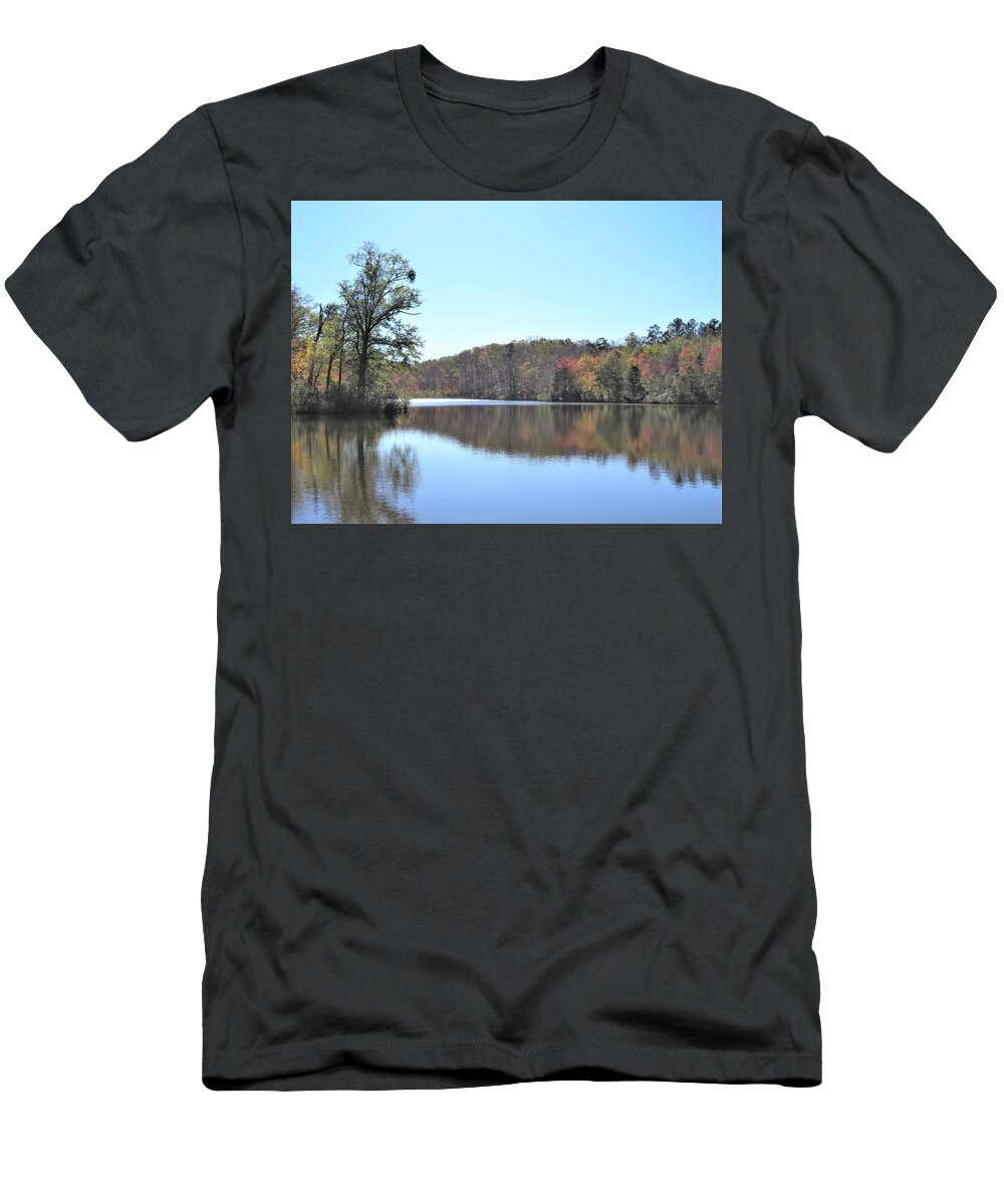 Pond T-Shirt featuring the photograph A Bright Fall Pond by Ed Williams