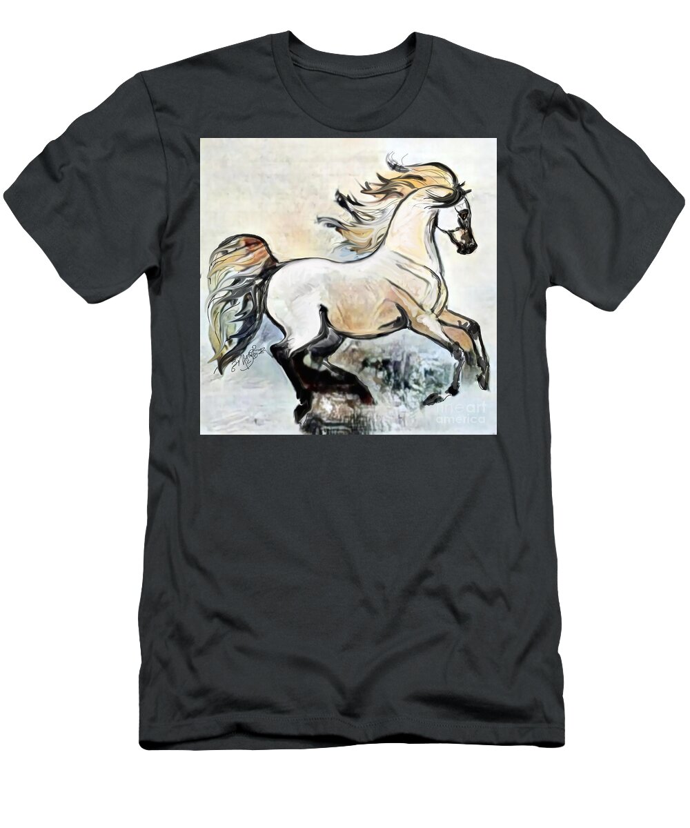 Equestrian Art T-Shirt featuring the digital art A Cantering Horse 002 by Stacey Mayer