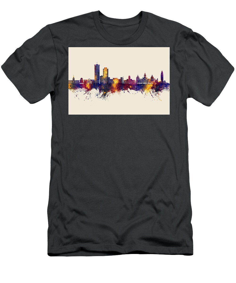 A Coruña T-Shirt featuring the digital art A Coruna Spain Skyline #62 by Michael Tompsett
