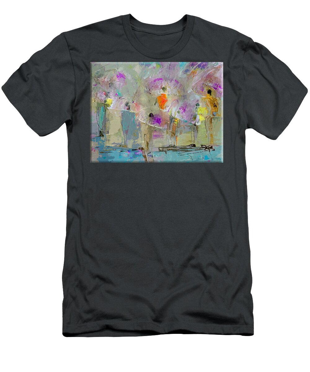 Urban T-Shirt featuring the painting A Day For Umbrella Gathering by Lisa Kaiser