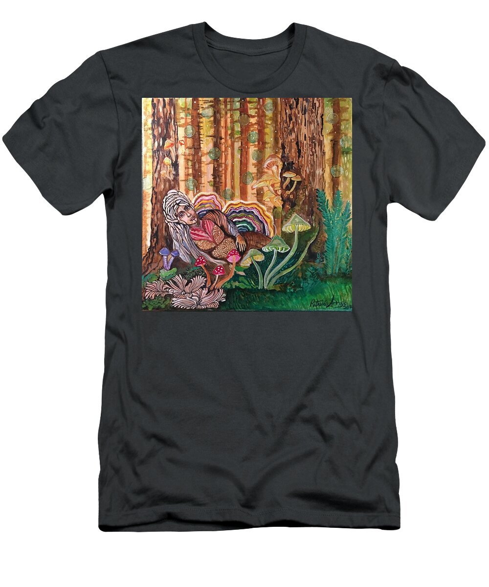 Acrylics T-Shirt featuring the painting A forest dream by Patricia Arroyo