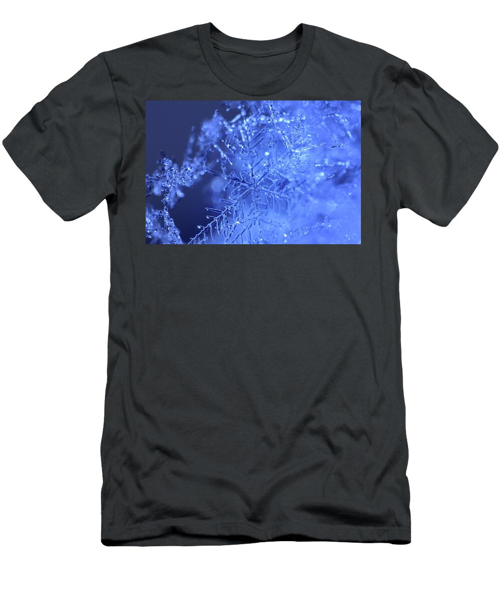 Abstract T-Shirt featuring the photograph A fragile blue snowflake by Ulrich Kunst And Bettina Scheidulin