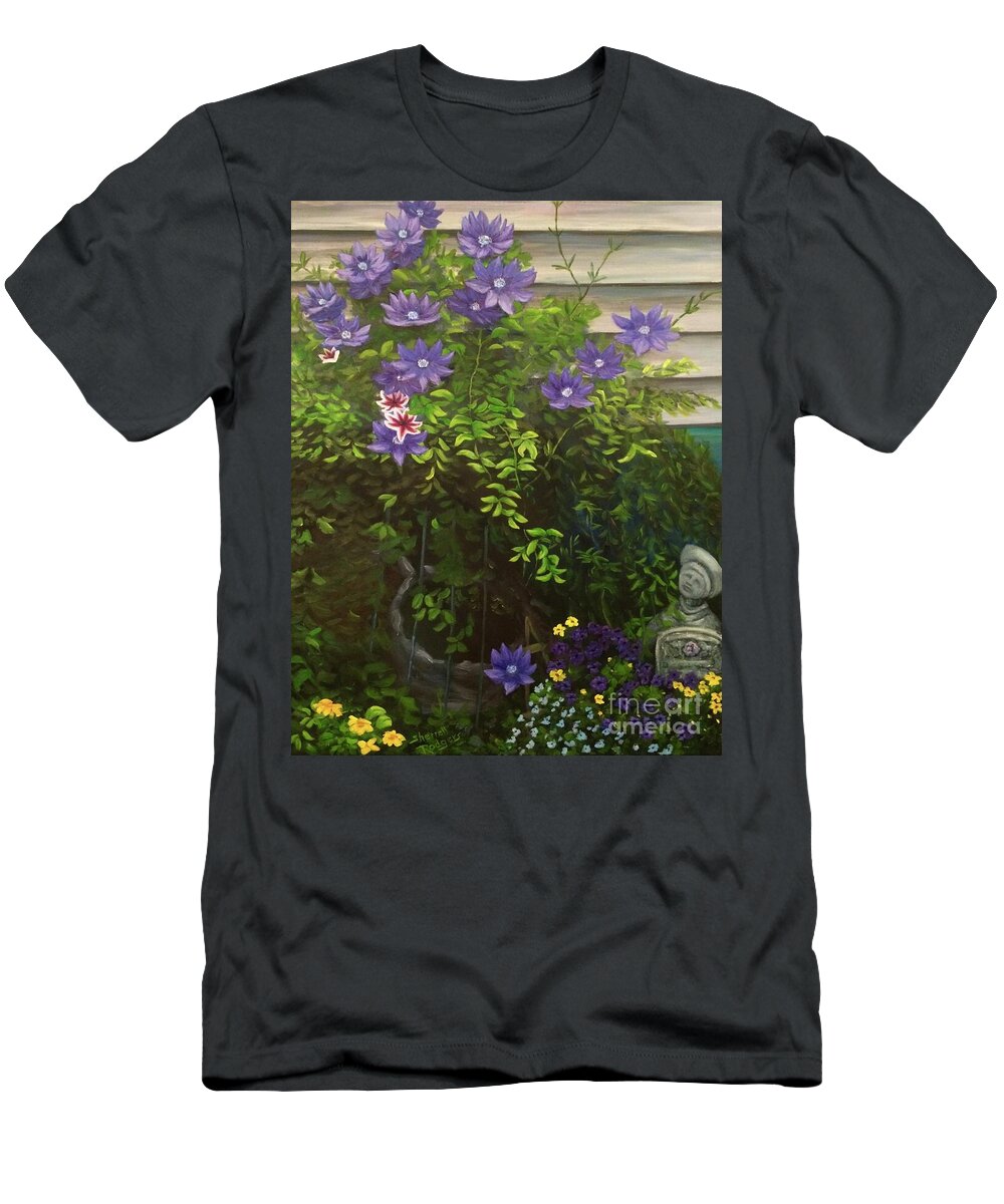 Paintings T-Shirt featuring the painting A Friends Garden by Sherrell Rodgers