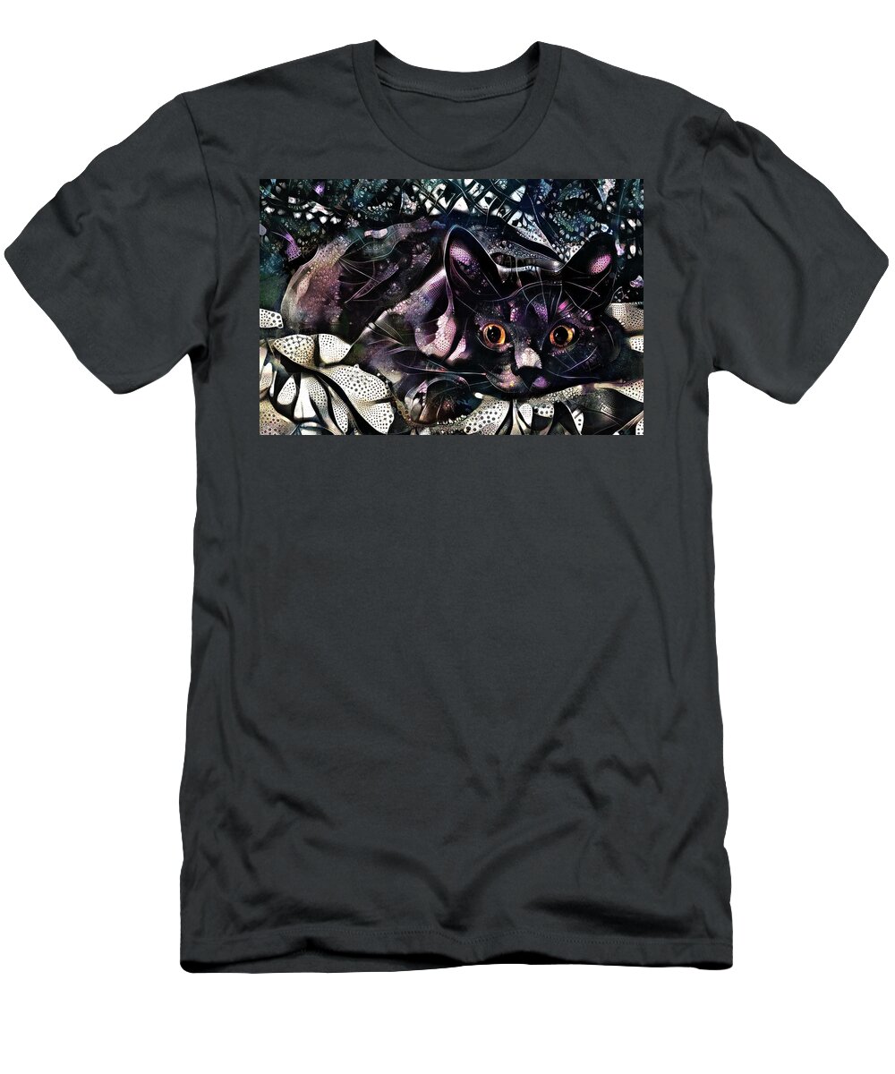 Grey Cat T-Shirt featuring the digital art A Gray Cat Named Oscar by Peggy Collins
