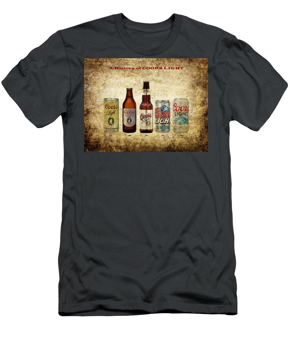 Coors T-Shirt featuring the digital art A History of COORS Light by Dan Haraga