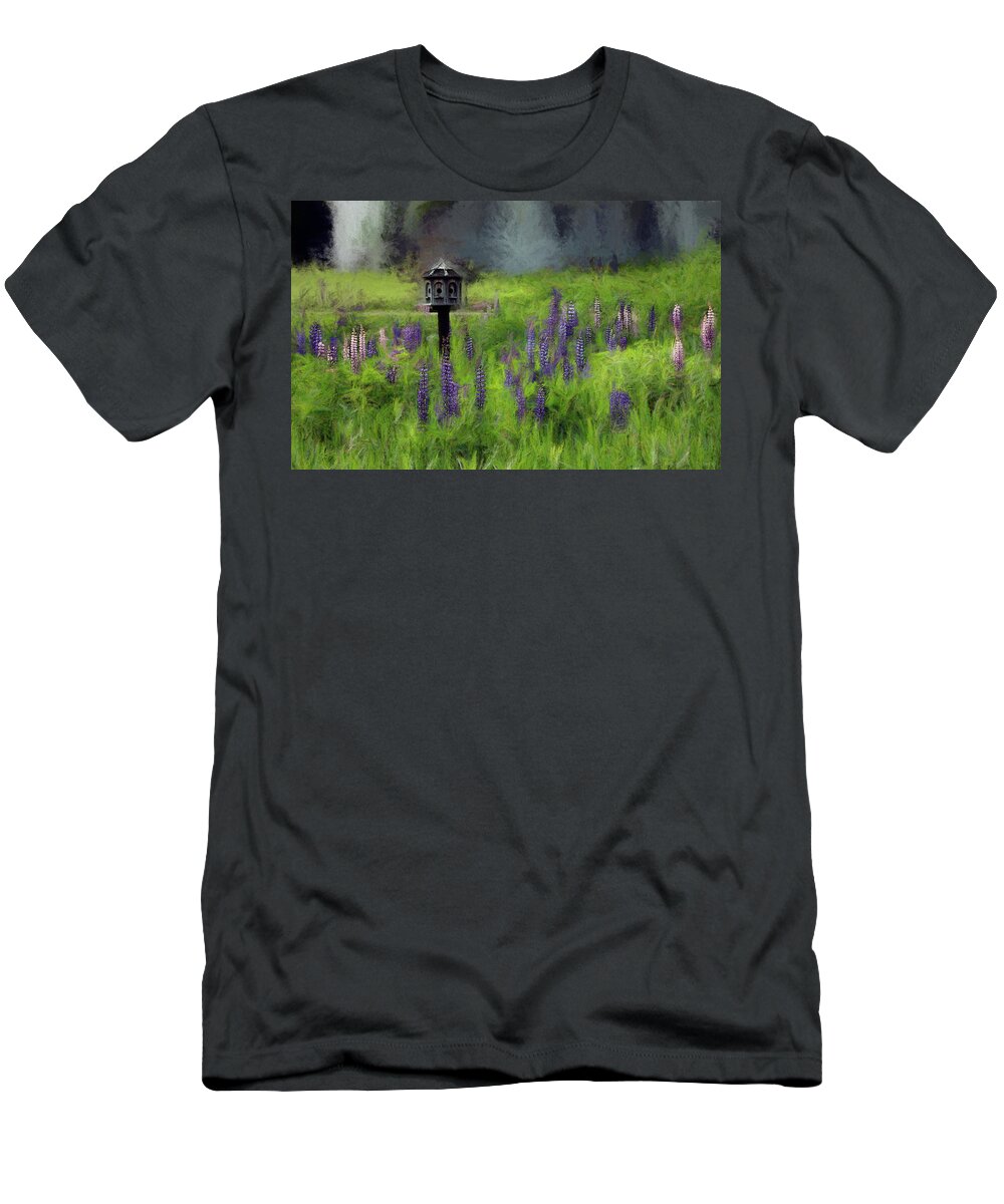 Lupinefest T-Shirt featuring the photograph A Home Among the Lupine Redux by Wayne King