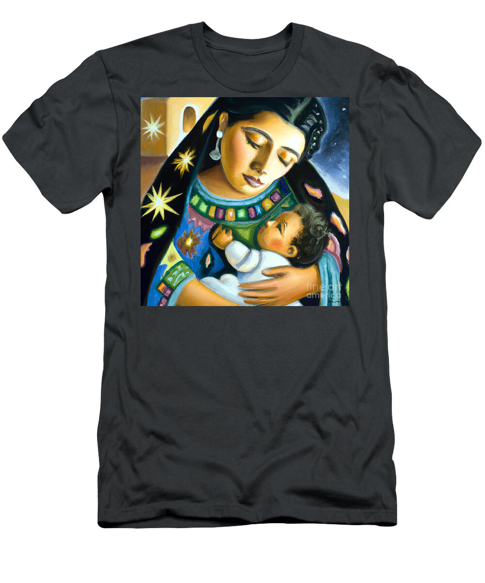 Mother T-Shirt featuring the digital art A Mother's Love On A Starry Night by Rory Ivey