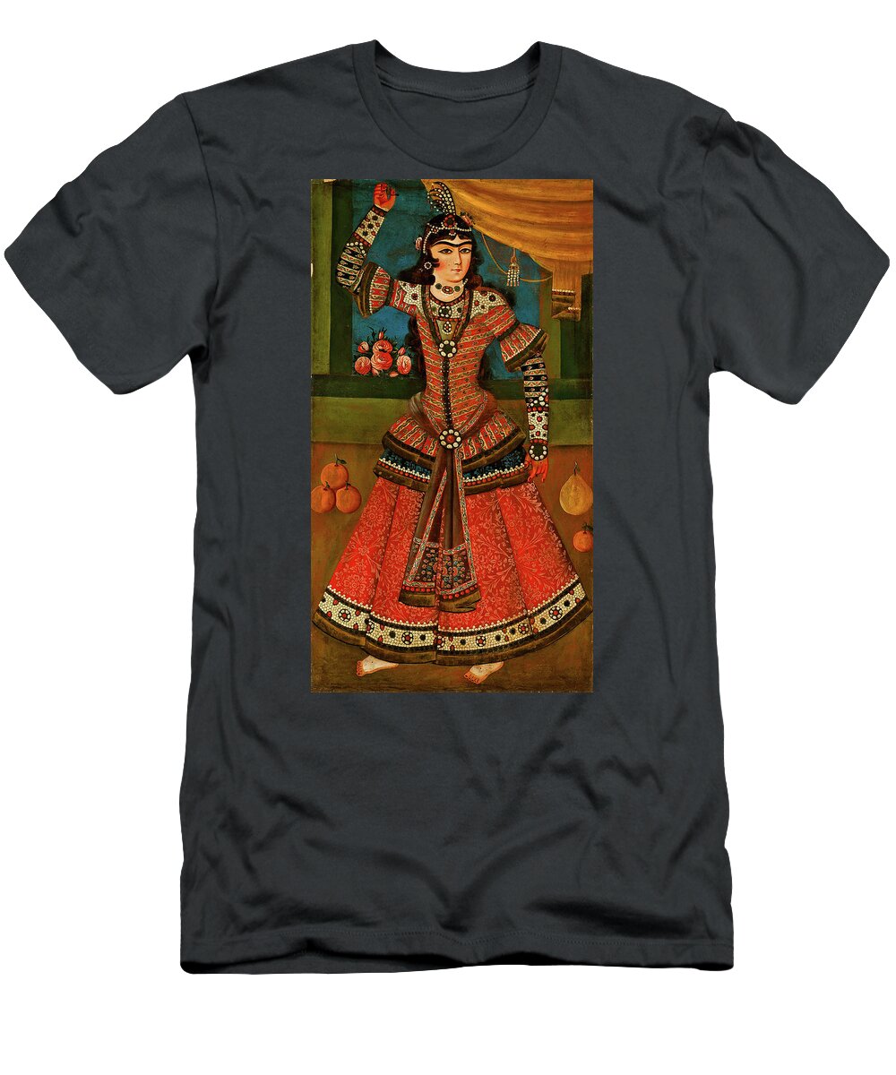 A Qajar Dancing Girl Iran T-Shirt featuring the painting A Qajar Dancing Girl Iran, Circa 1840 2 by Artistic Rifki