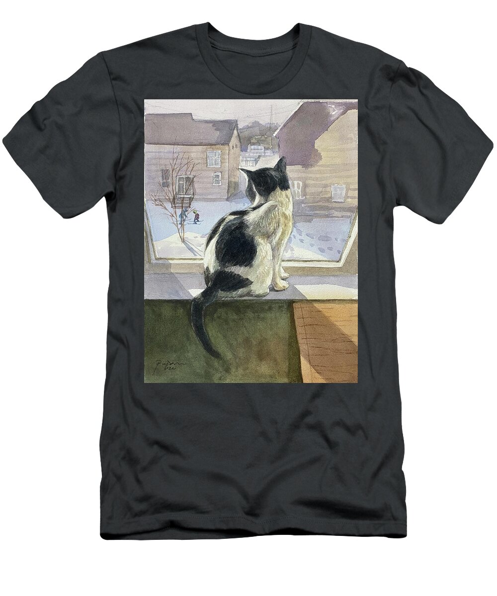 Snowing T-Shirt featuring the painting A Relaxing Day by Ping Yan