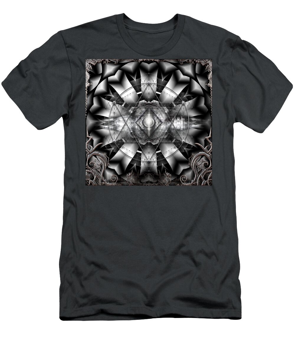 Sacred Geometry T-Shirt featuring the digital art A Silver Lining by Michael Damiani