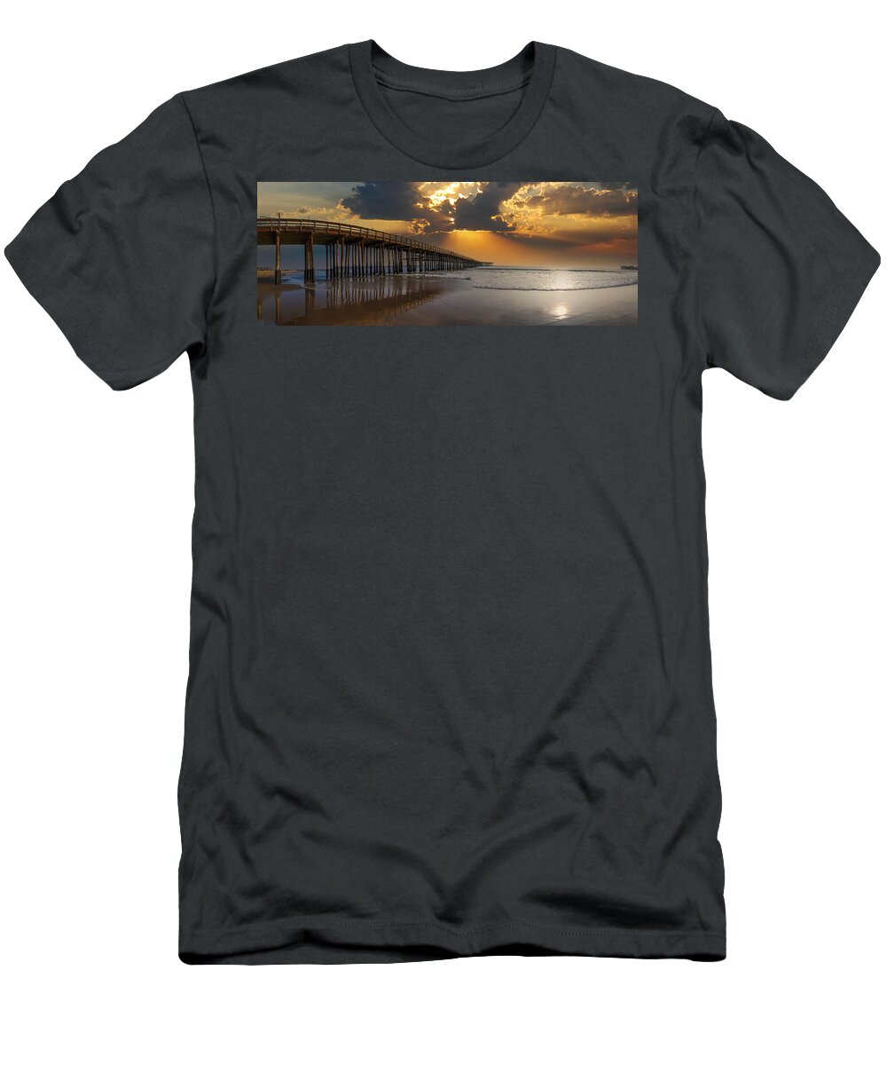 Sunset T-Shirt featuring the photograph A Sunset at the Pier by Marcus Jones