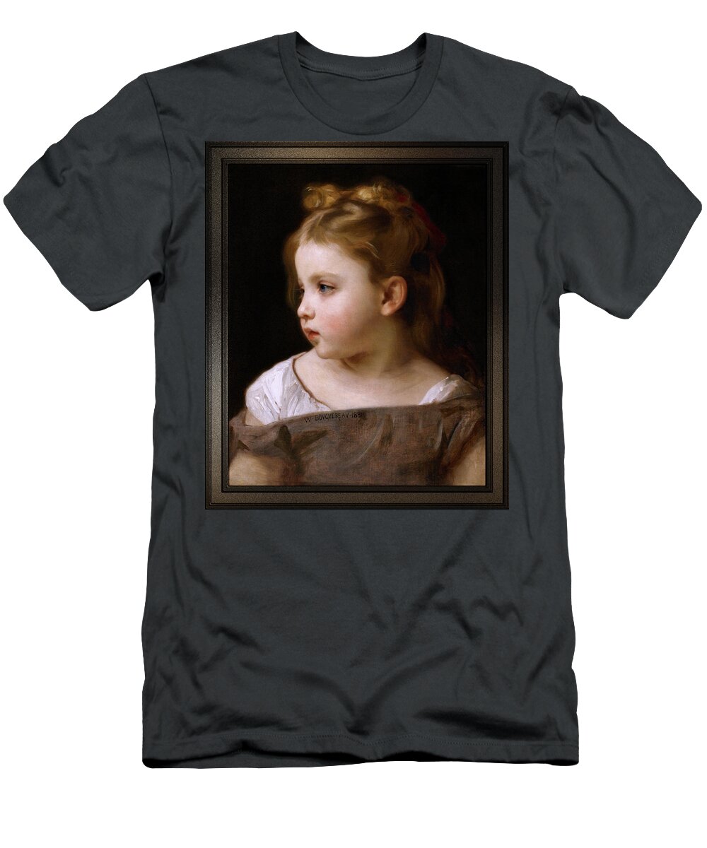 A Young Girl In Profile T-Shirt featuring the painting A Young Girl In Profile by William-Adolphe Bouguereau by Rolando Burbon
