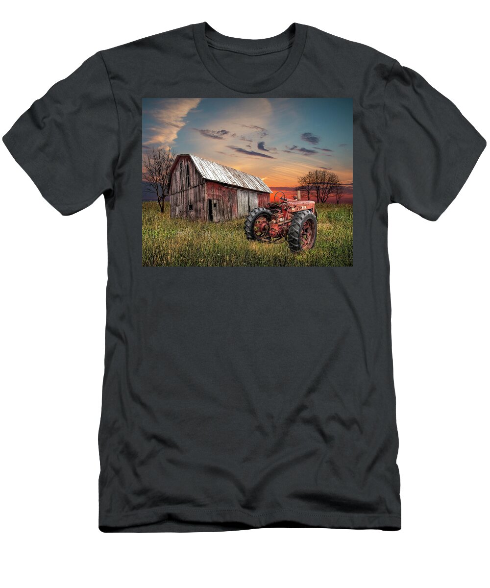 Art T-Shirt featuring the photograph Abandoned Farmall Tractor and Barn by Randall Nyhof