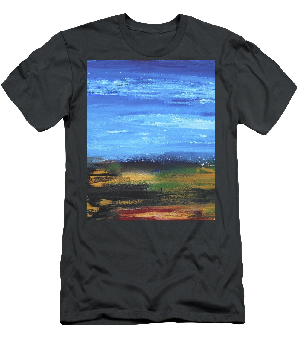 Abstract Landscape T-Shirt featuring the painting Abstract Landscape Contemporary Interior Decor Wall Art X by Irina Sztukowski